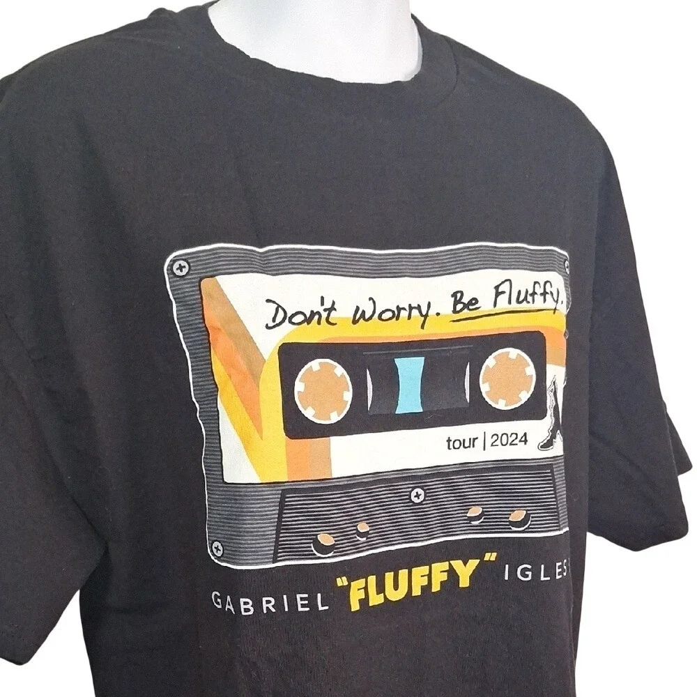 Gabriel Fluffy Iglesias‎ Dont Worry Be Fluffy Tour 2024 Black Graphic T-Shirt